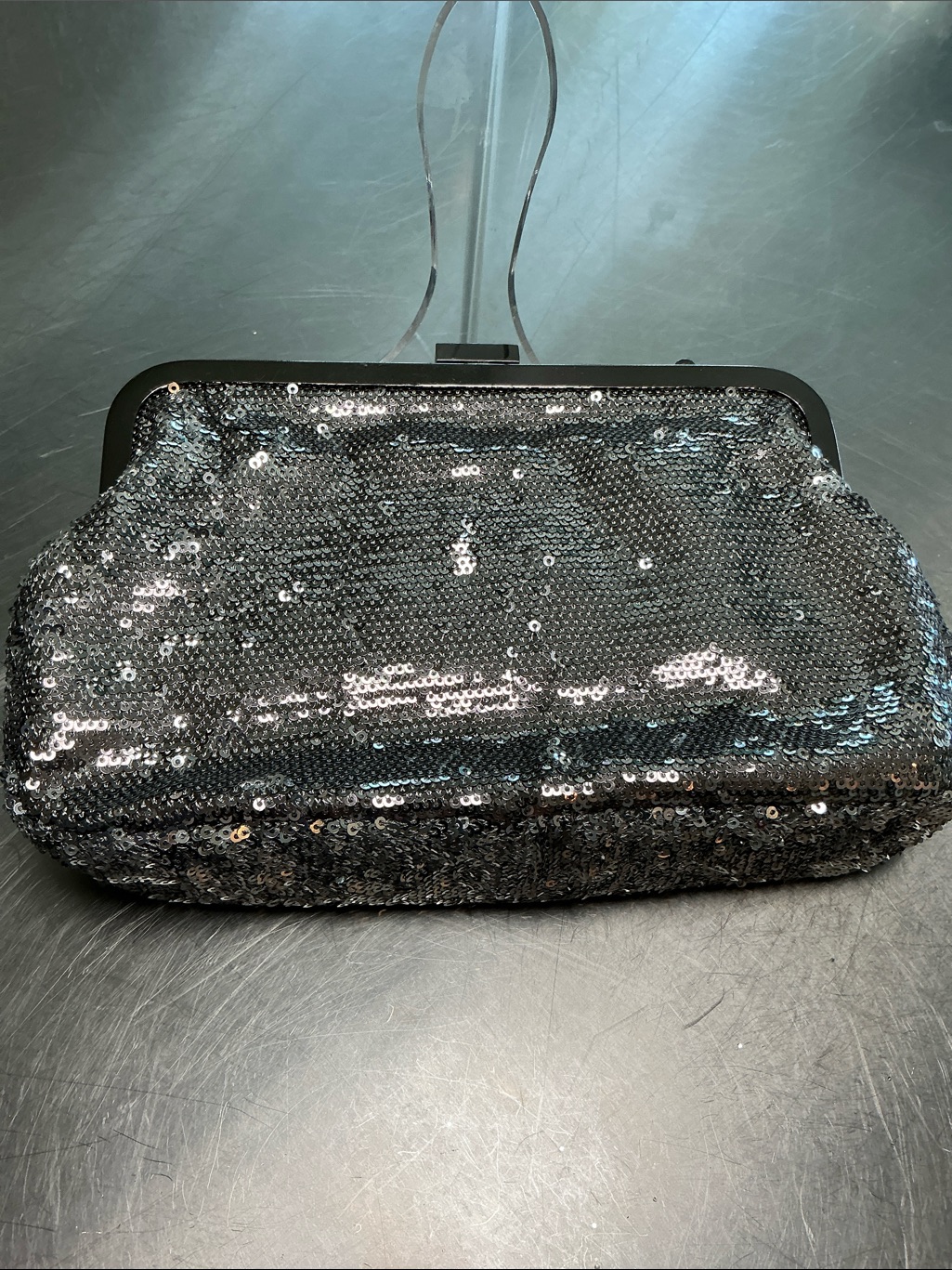 Clutch Silver Glitter, Beaded Front, Never Used! — image 4 of 8